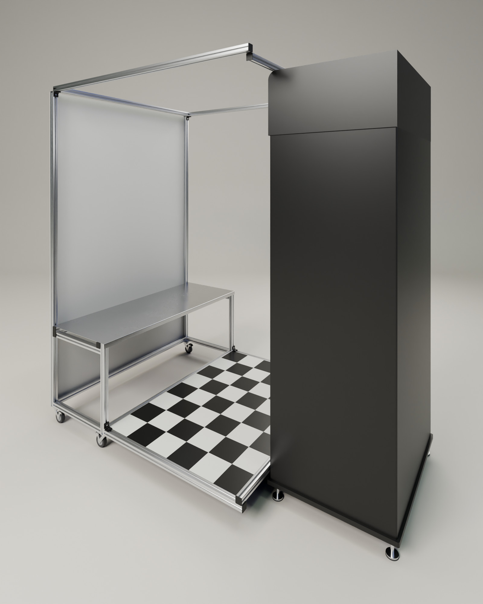 접이식 포토부스 — CAD 3D 렌더