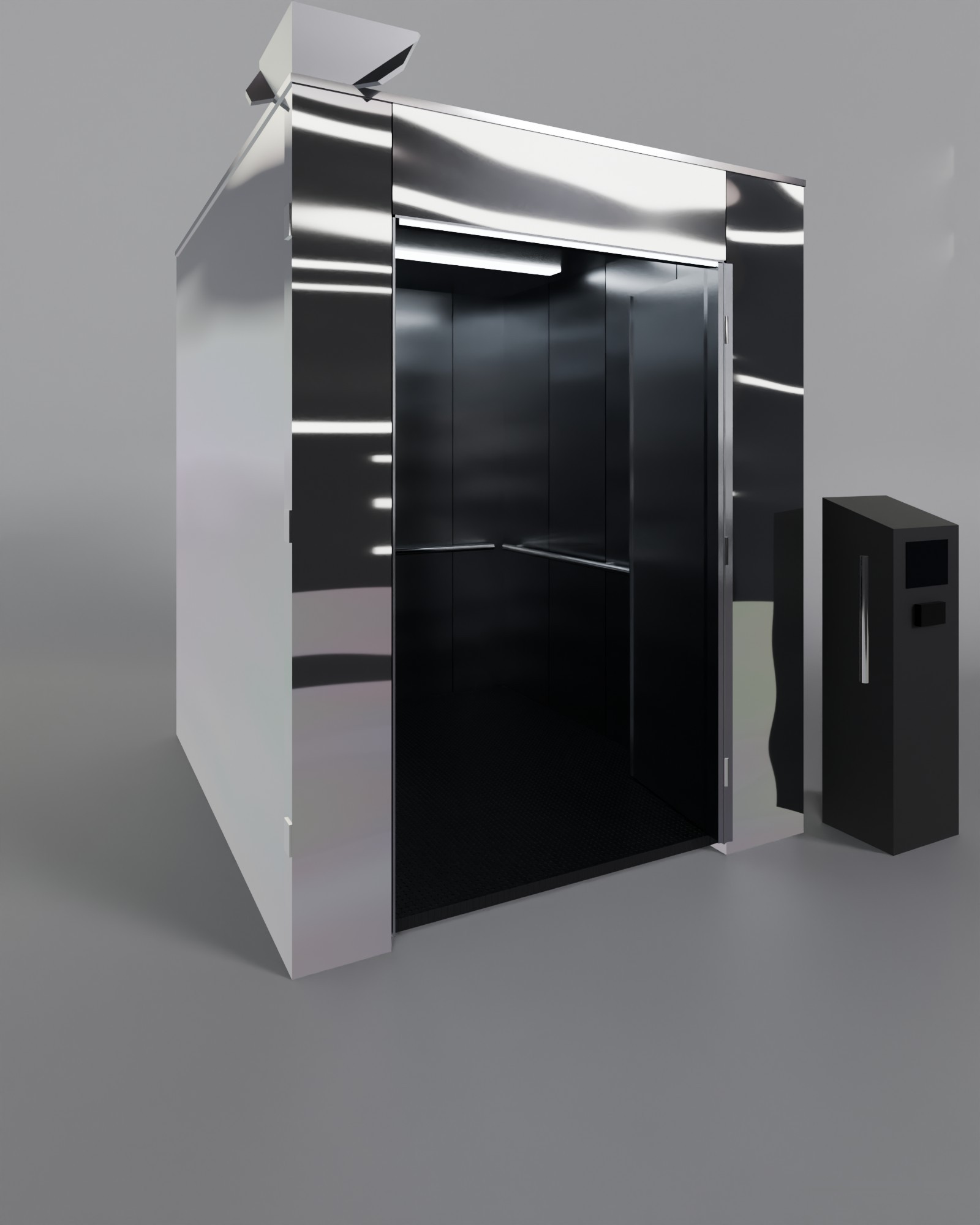 스텐 엘리베이터 부스 — CAD 3D 렌더