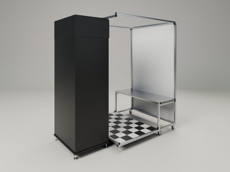 접이식 포토부스 CAD 3D 렌더 — 다른 방향