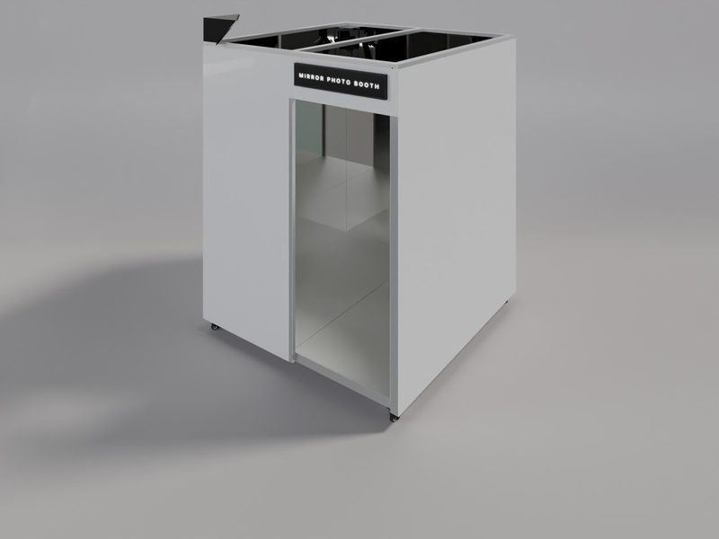 미러포토부스 CAD 3D 렌더 — 높은 시점