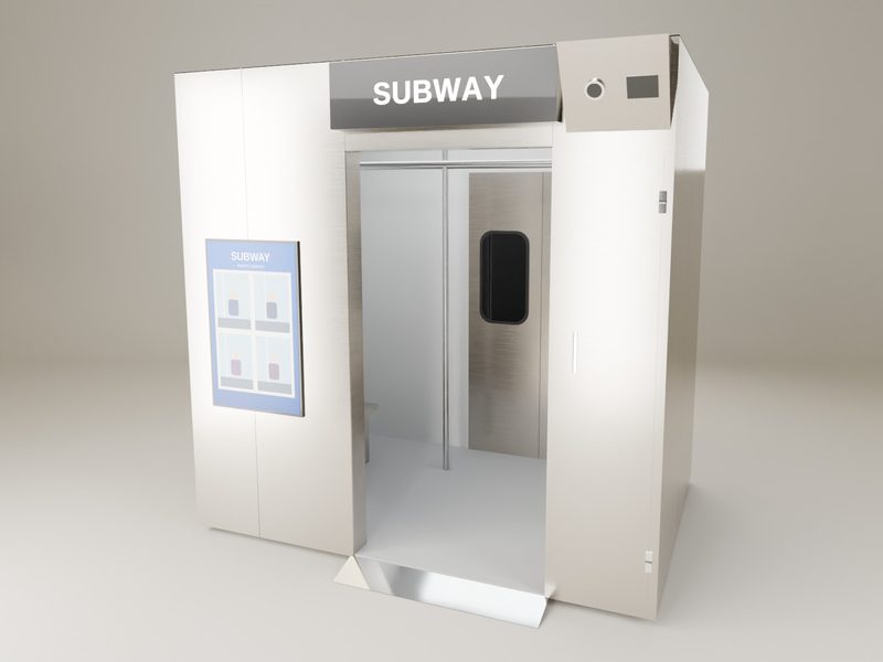 지하철부스 CAD 3D 렌더 — 높은 시점