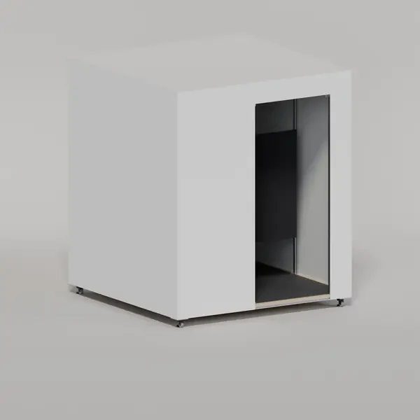 랩핑 전 스탠다드 부스 기본형 CAD 3D 렌더 — 흰색 알루미늄 패널